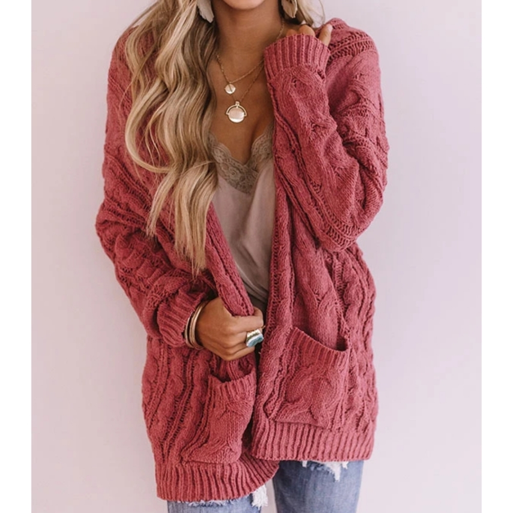 Rust chunky knit cardigan